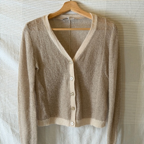 Zara Sweaters - Zara Beige Button-Up Cardigan